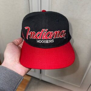 Vintage Indiana Hoosiers Sports Specialties Script Black Red Cap 80s 90s